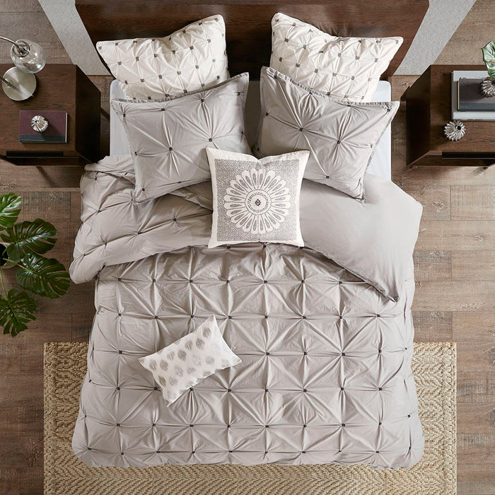Sofia - Embroidered Decorative Square Pillow - Gray - Simple Home Plus