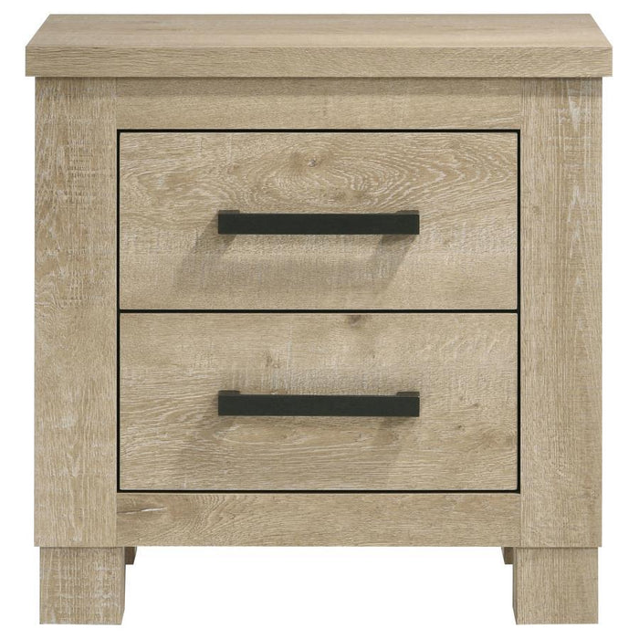 Oakglen - 2-Drawer Nightstand Bedside Table - Weathered Oak - Simple Home Plus