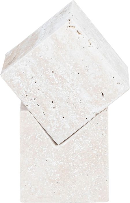 Quad - Travertine Decorative Cube - Natural - Simple Home Plus