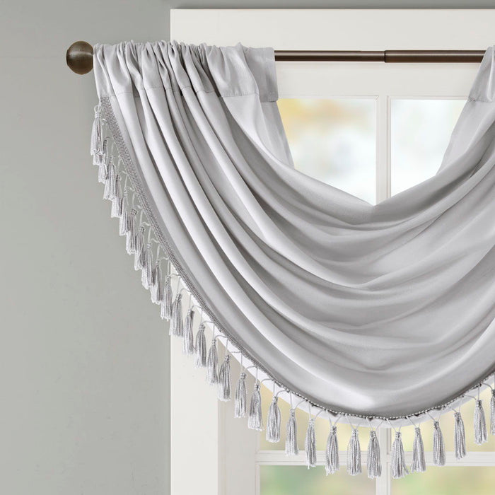 Elena - Waterfall Embellished Valance - Silver - Simple Home Plus