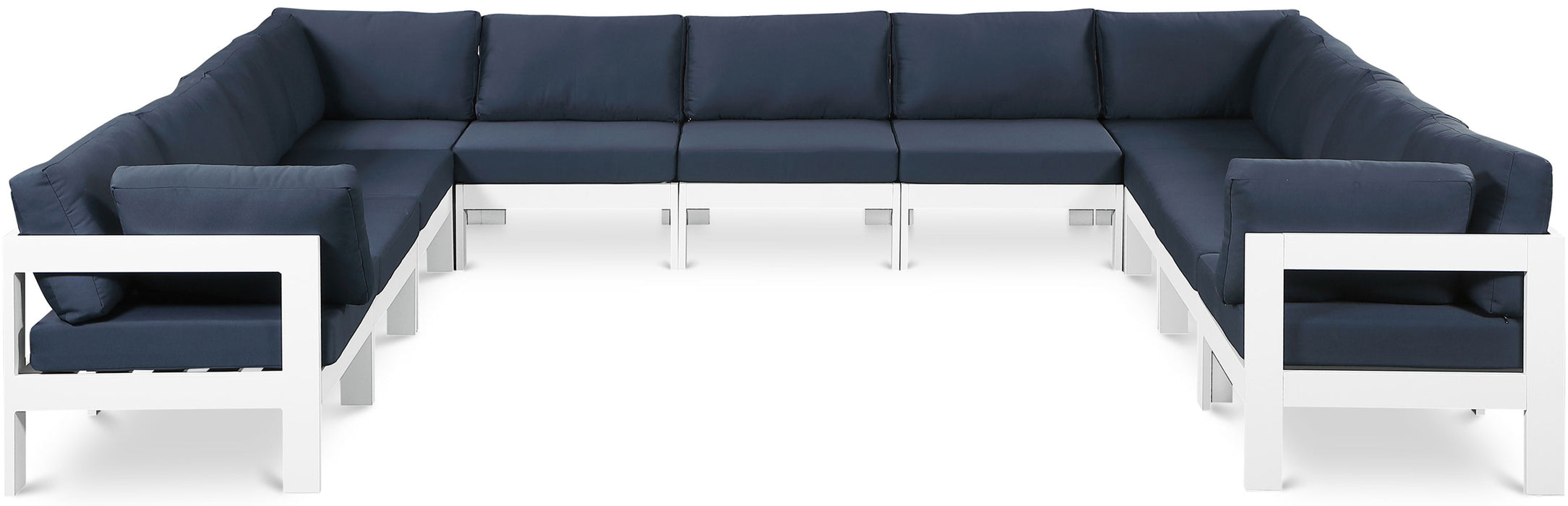 Nizuc - Outdoor Patio 11 Piece Modular Sectional With White Frame - Simple Home Plus