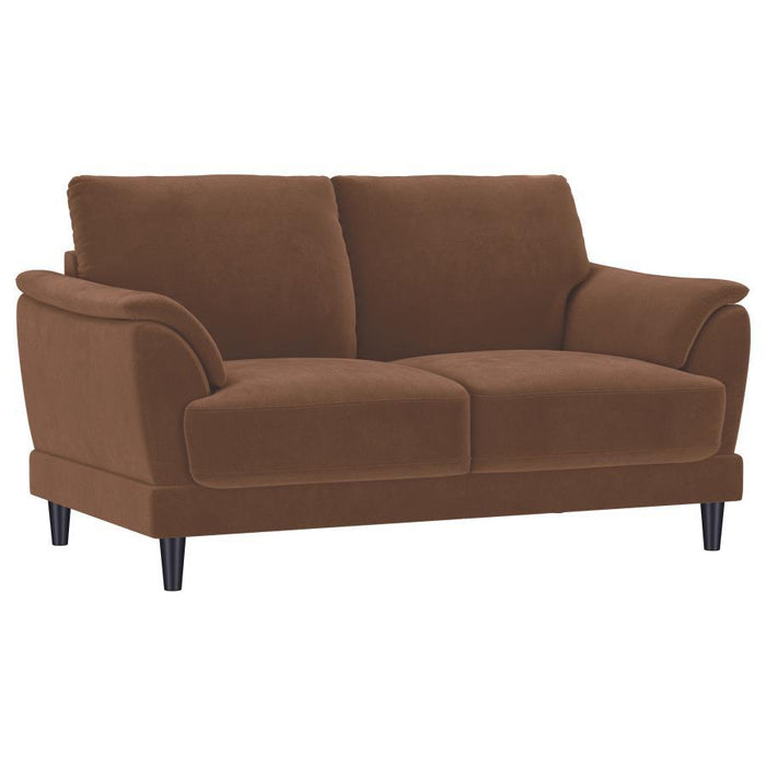 Selma - Velvet Upholstered Crescent Arm Loveseat - Rust - Simple Home Plus