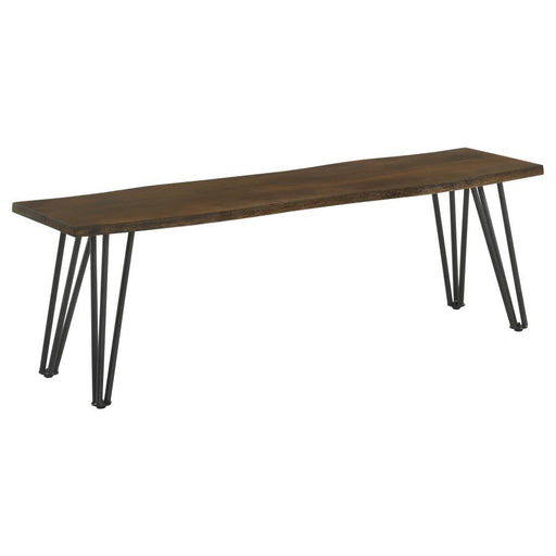 Topeka - Live-Edge Dining Bench - Mango Cocoa And Gunmetal - Simple Home Plus