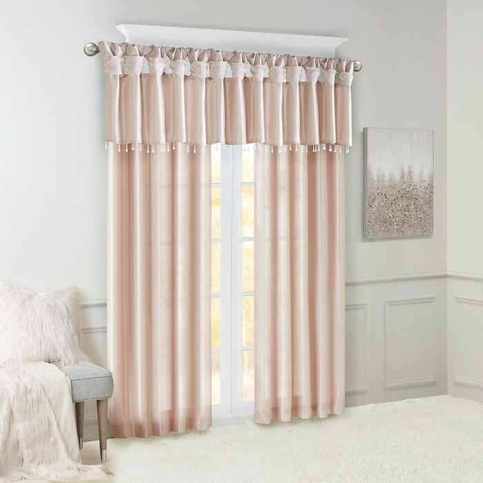 Emilia - 95" Twist Tab Lined Window Curtain - Blush - Simple Home Plus