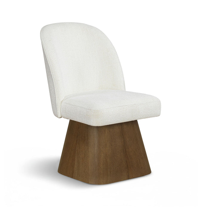 Marlowe - Linen Textured Fabric Upholstered Swivel Dining Side Chair - Stained Brown - Simple Home Plus
