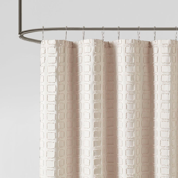 Metro - Woven Clipped Solid Shower Curtain - Sand - Simple Home Plus