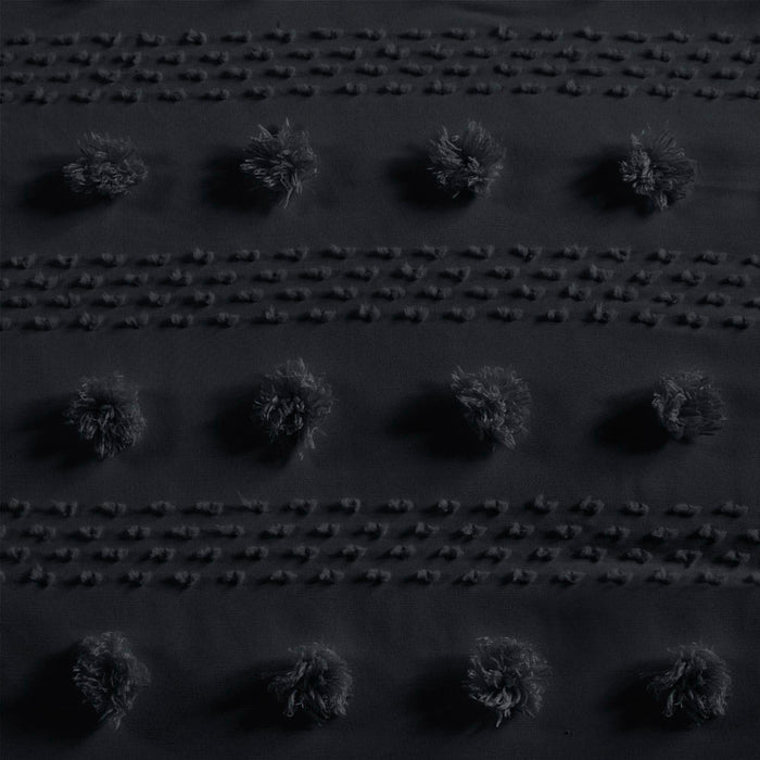 Lucy - Clip Jacquard Twin Duvet Cover Set - Black - Simple Home Plus