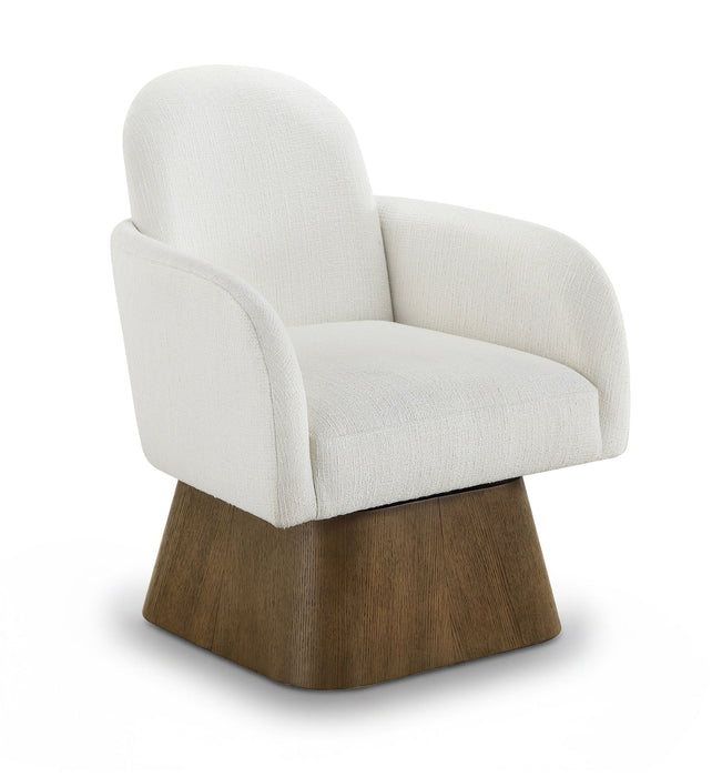 Marlowe - Linen Textured Fabric Upholstered Swivel Accent Chair - Stained Brown - Simple Home Plus