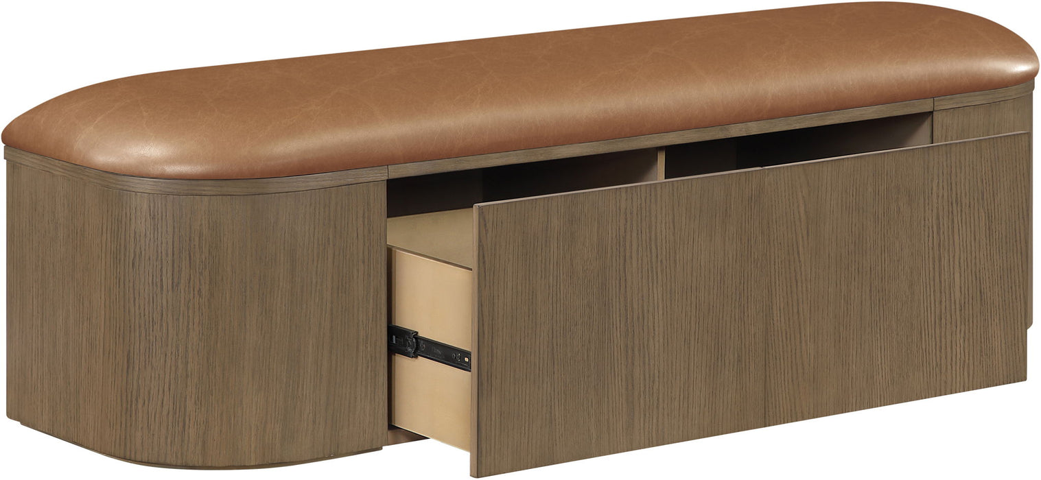 Velden - Upholstered Storage Bench With Stained Brown Base - Simple Home Plus