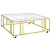 Adri - Square Glass Top Coffee Table With Casters - Simple Home Plus