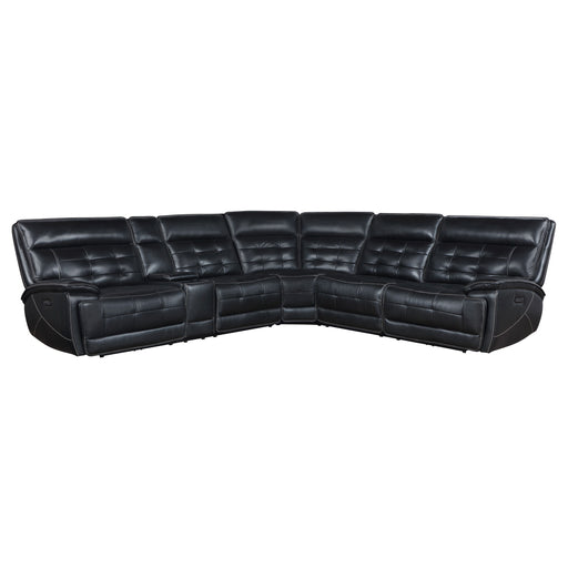 Hewitt - Leather Upholstered Power Reclining Sectional - Black - Simple Home Plus