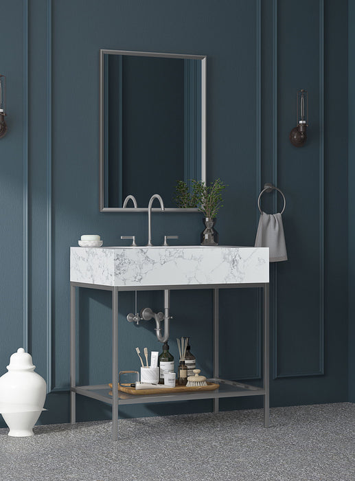 Marmo - Engineered Marble Bathroom Vanity With Chrome Base - Simple Home Plus