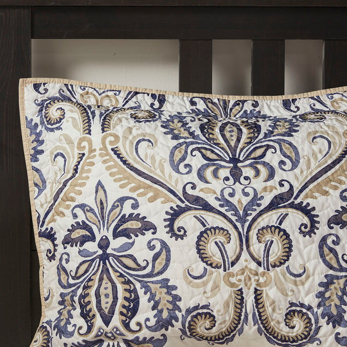 Cali - 6 Piece Reversible Coverlet Set - Blue - Simple Home Plus