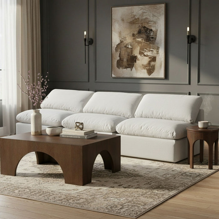 Indulge - Linen 3 Piece Modular Armless Sofa - White - Simple Home Plus