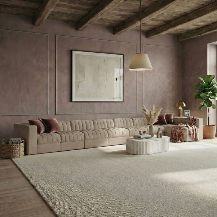 Rummi - Velvet Performance Fabric Upholstered 8 Piece Modular Sectional, L-Shaped (Right) - Simple Home Plus
