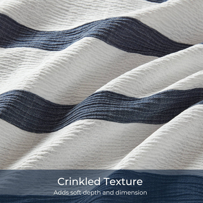 Merritt - Full/Queen Yarn-Dyed Striped Comforter - Blue - Simple Home Plus