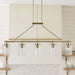 Curiana - 5-Light Linear Chandelier With Textured Glass Shades - Antique Brass - Simple Home Plus