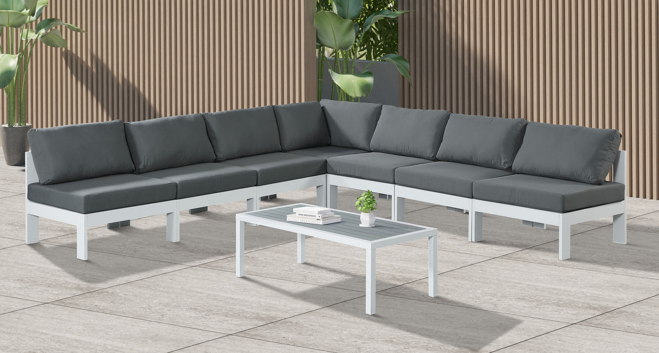 Nizuc - Outdoor Patio 7 Piece Modular Sectional With White Frame - Simple Home Plus