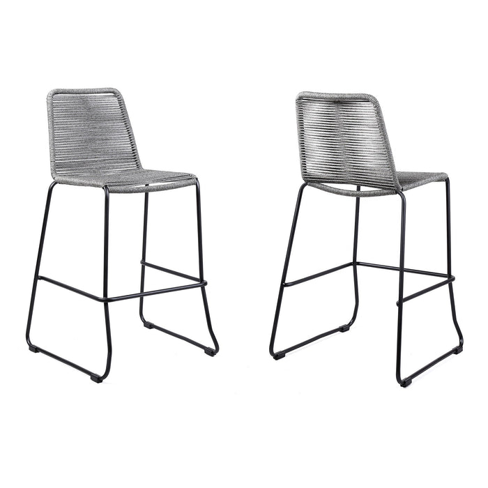 Shasta - 30" Outdoor Metal And Rope Stackable Barstool