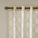 Saratoga - Fretwork Print Grommet Top Window Curtain - Beige / Gold - Simple Home Plus