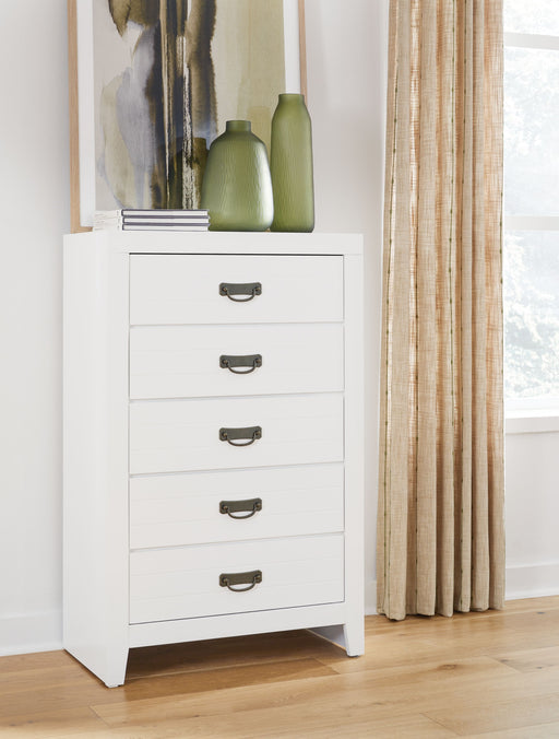 Binterglen - White - Five Drawer Chest - Simple Home Plus