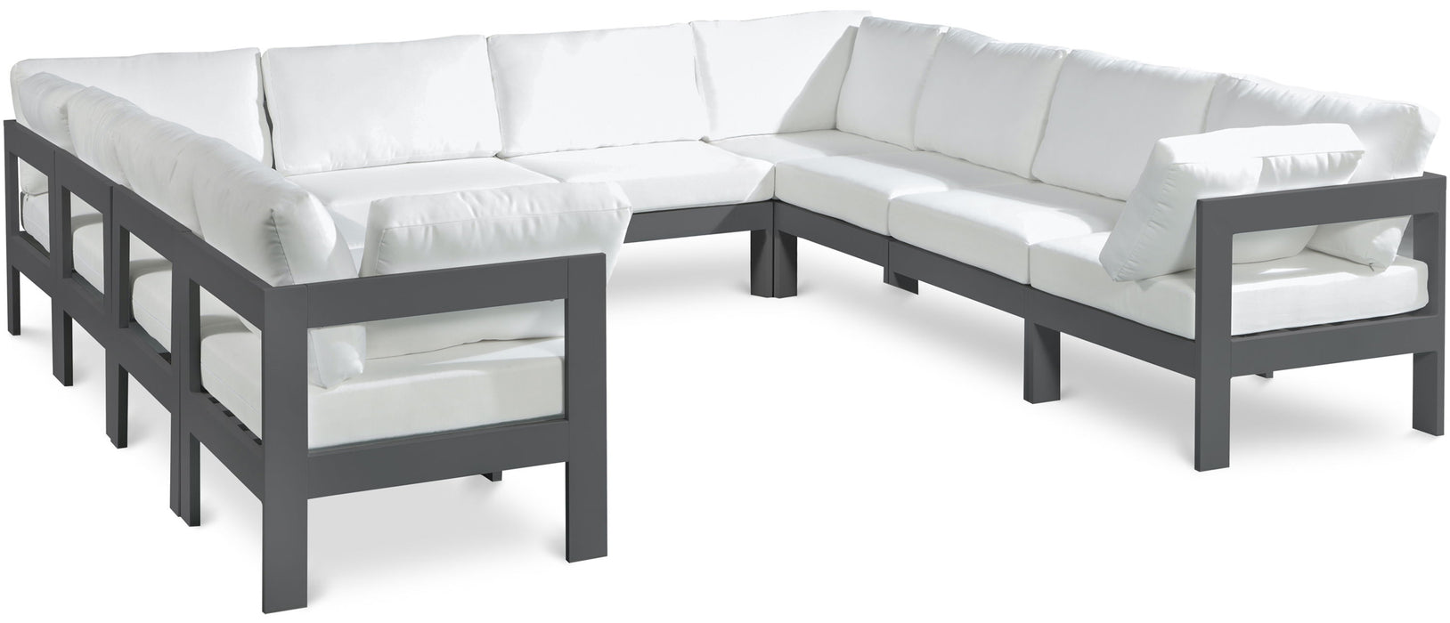Nizuc - Outdoor Patio 10 Piece Modular Sectional With Gray Frame - Simple Home Plus