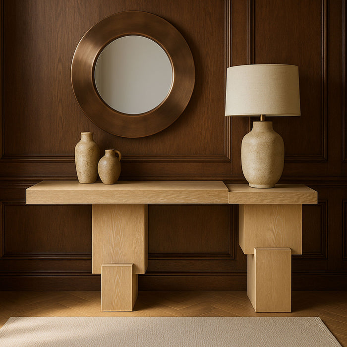Anzio - Oak Veneer And Solid Wood Console Table - Simple Home Plus