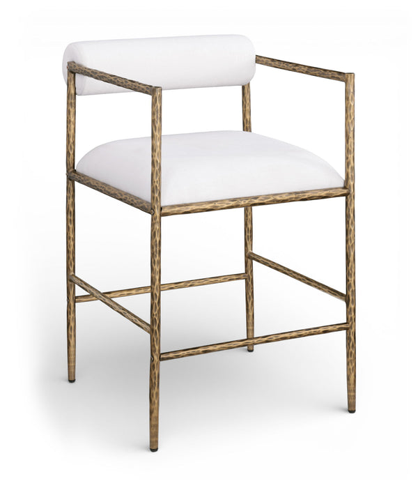 Axis - Linen Textured Cream Fabric Upholstered Counter Stool (Set of 2) - Simple Home Plus