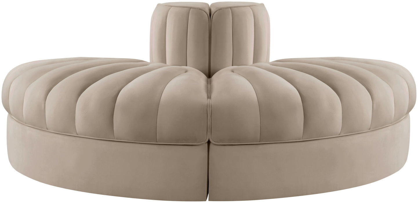 Rummi - Velvet Performance Fabric Upholstered 2 Piece  Rounded Modular Loveseat - Simple Home Plus