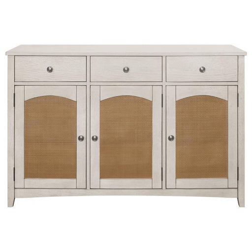 Kirby - 3-Drawer Rectangular Server With Adjustable Shelves - Natural And Rustic Off White - Simple Home Plus