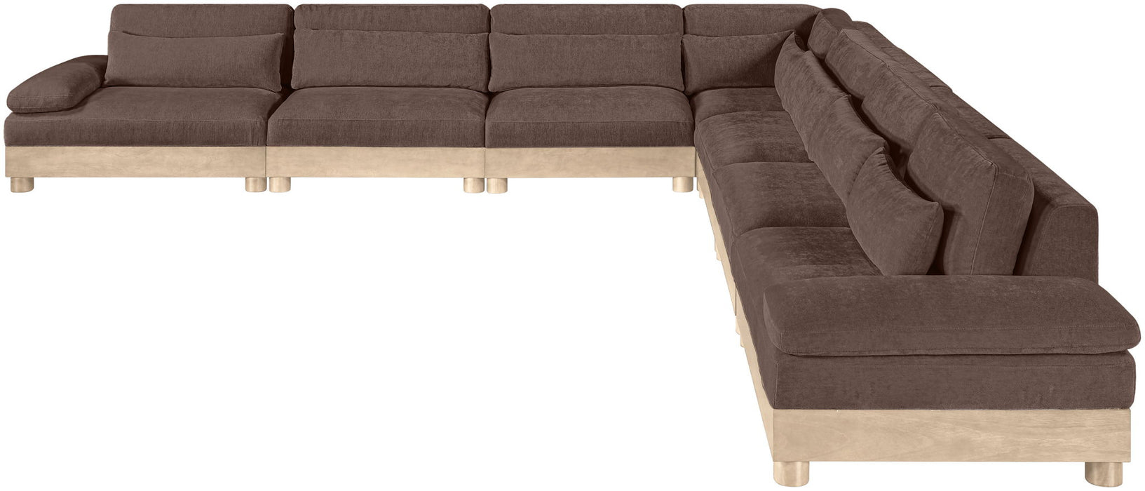 Turin - Chenille Fabric Upholstered Modular Sectional - Brown - Simple Home Plus