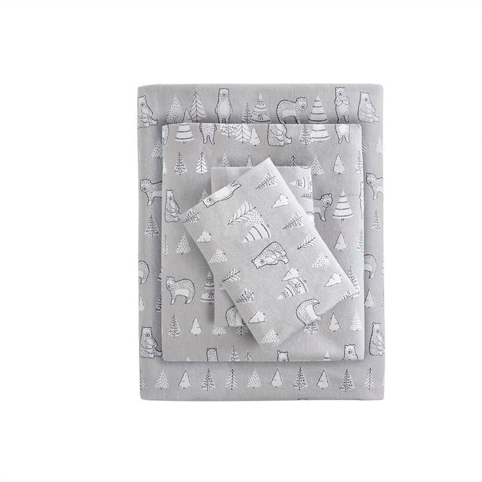 Cozy Flannel - Twin Long Printed Sheet Set - Bear