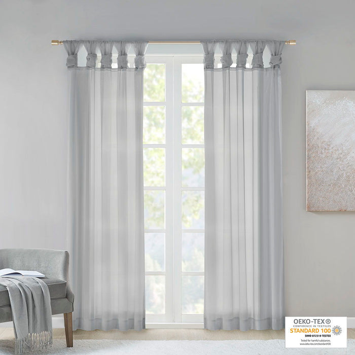 Ceres - 84" Twist Tab Voile Sheer Window Pair - Light Gray - Simple Home Plus
