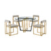 Devi Anastasia - 5 Piece Round Glass Dining Table Set - Gold Brushed / Taupe - Simple Home Plus