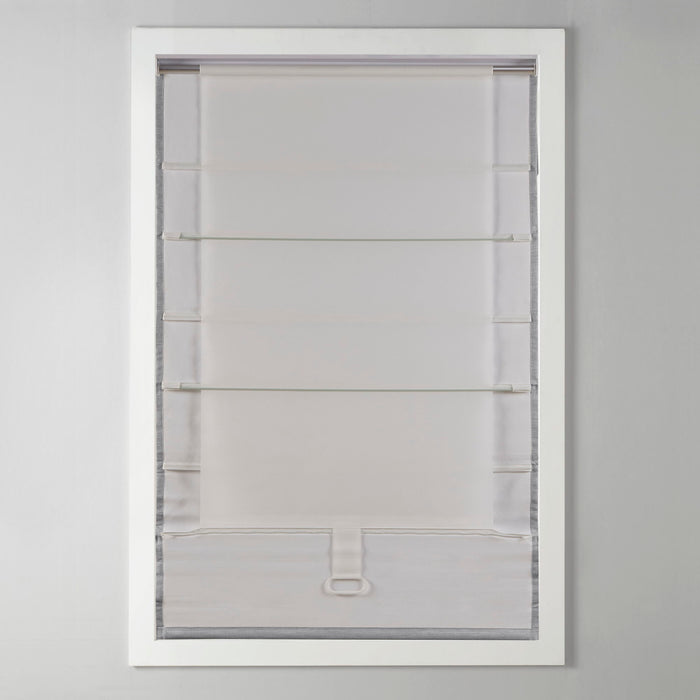 Galen - 29" Basketweave Room Darkening Cordless Roman Shade - Gray - Simple Home Plus