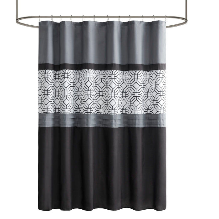 Donnell - Embroidered And Pieced Shower Curtain - Black / Gray - Simple Home Plus