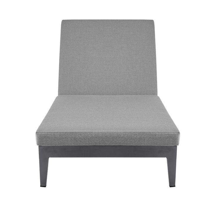 Menorca - Outdoor Patio Adjustable Chaise Lounge Chair In Aluminum With Gray Cushions - Simple Home Plus