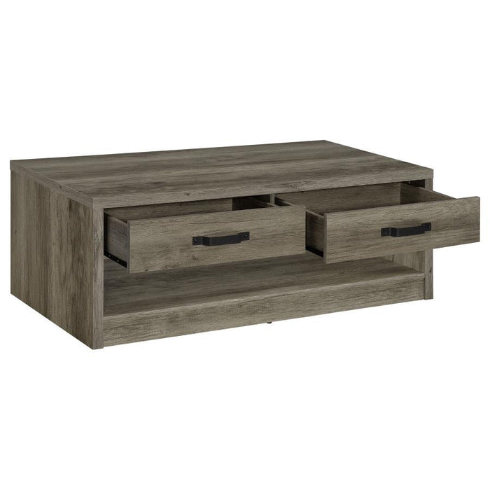 Felix - 2-Drawer Engineered Wood Coffee Table - Gray Driftwood - Simple Home Plus