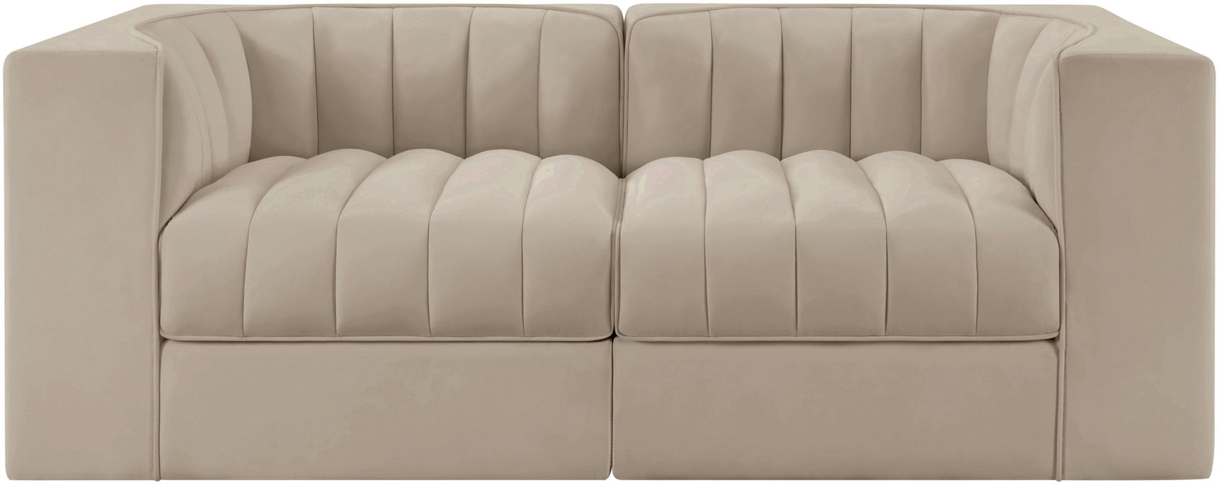 Rummi - Velvet Performance Fabric Upholstered 2 Piece Modular Loveseat - Simple Home Plus
