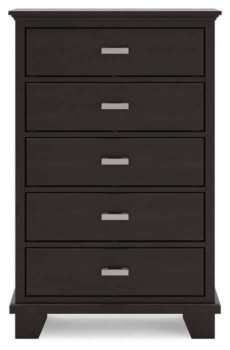 Covetown - Five Drawer Chest - Dark Brown - Simple Home Plus
