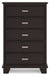 Covetown - Five Drawer Chest - Dark Brown - Simple Home Plus