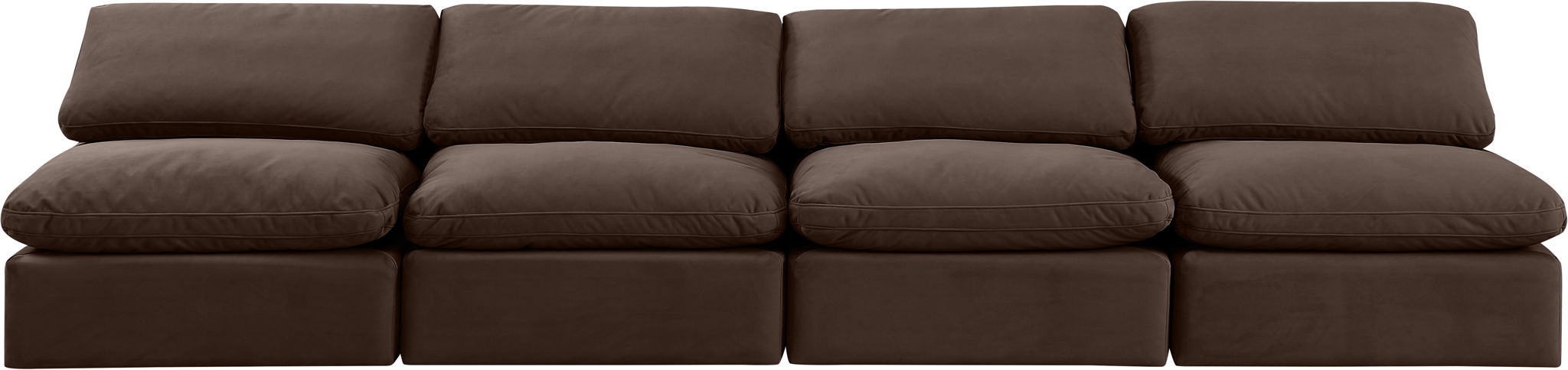 Indulge - Velvet 4 Seat Modular Armless Sofa - Simple Home Plus
