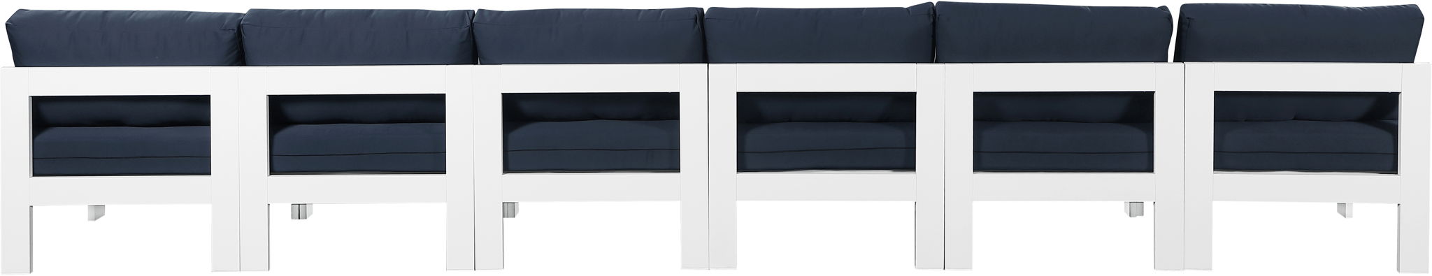 Nizuc - Outdoor Patio 6 Seat Armless Modular Sofa With White Frame - Simple Home Plus