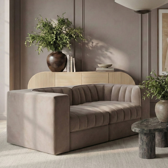 Rummi - Velvet Performance Fabric Upholstered 2 Piece Modular Loveseat - Simple Home Plus