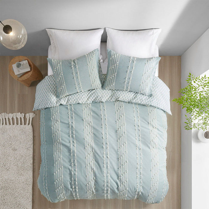 Kara - King 3 Piece Duvet Cover Set - Aqua - Simple Home Plus