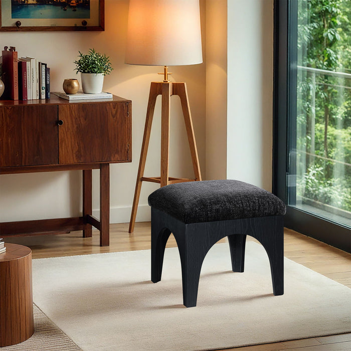 Lawson - Chenille Fabric Ottoman - Black Base - Simple Home Plus