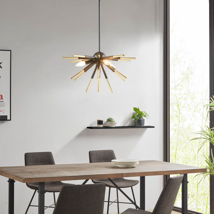 Ely - 3-Light Spiked Chandelier - Matte Black /Gold - Simple Home Plus