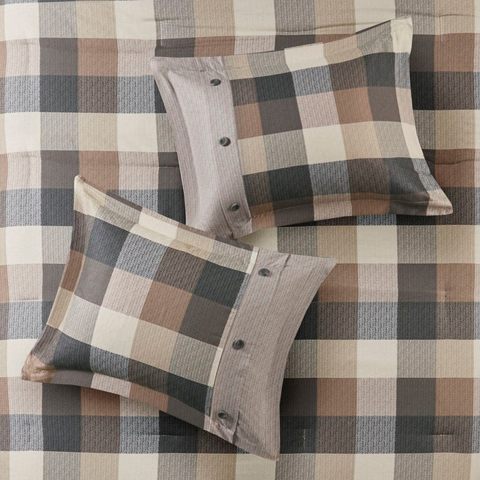 Ridge - Queen 7 Piece Herringbone Comforter Set - Neutral - Simple Home Plus
