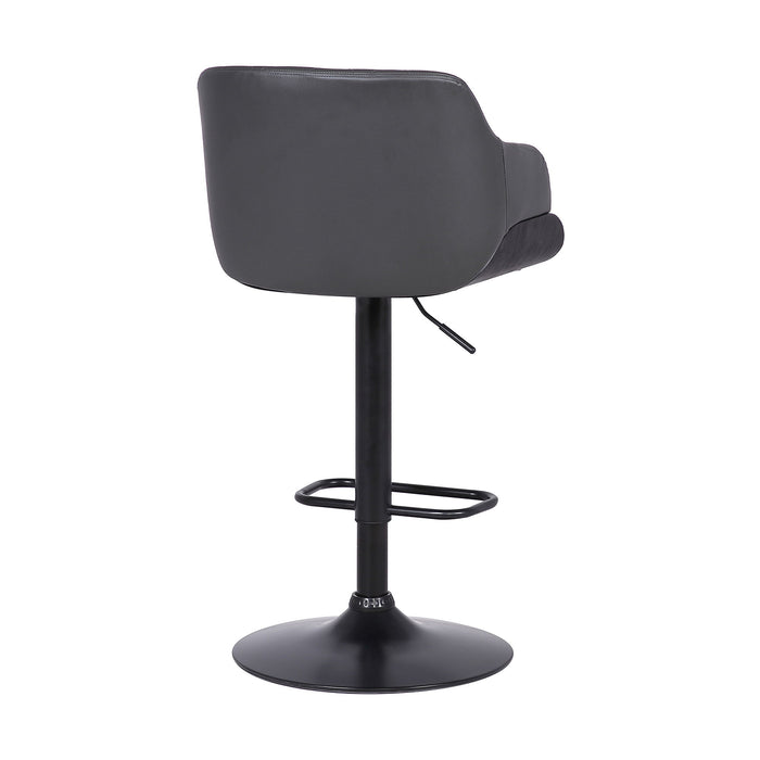 Toby - Adjustable Height Swivel Bar Stool - Black / Gray - Simple Home Plus