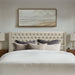 Amelia - King Upholstered Wingback Headboard With Button Tufting & Nailhead Trim Woven - Beige - Simple Home Plus